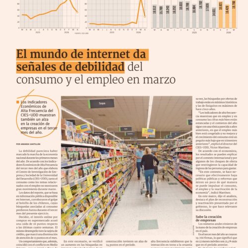 Estudio CIES-UDD: "El mundo de internet da señales de debilidad del consumo y el empleo en marzo"