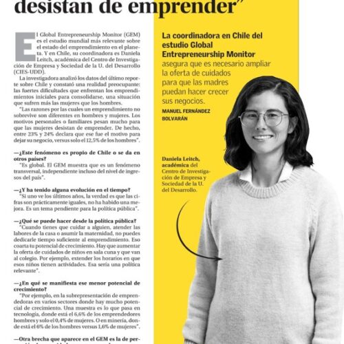 Entrevista Daniela Leitch: "Los motivos familiares pesan mucho para que las mujeres desistan de emprender"